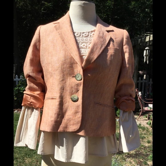 Austin Reed 100% linen blazer with brown buttons - Picture 2 of 6